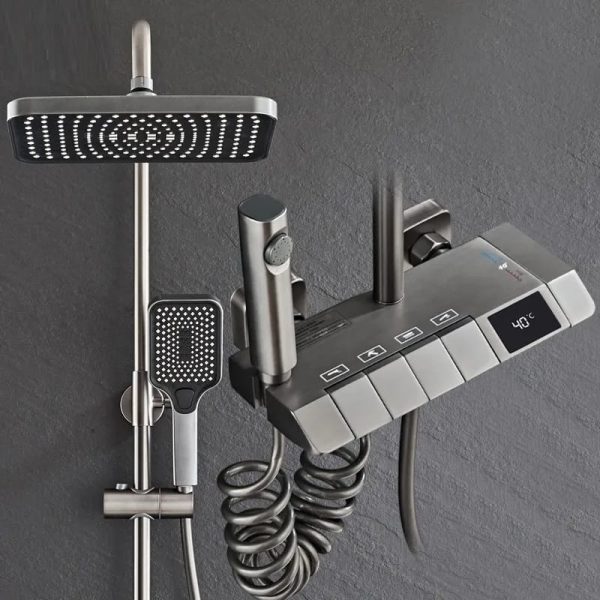 Coloana de dus TRENDY’S, cu patru functii si functie de bideu integrata, gri, 8359, trendysanitary.ro