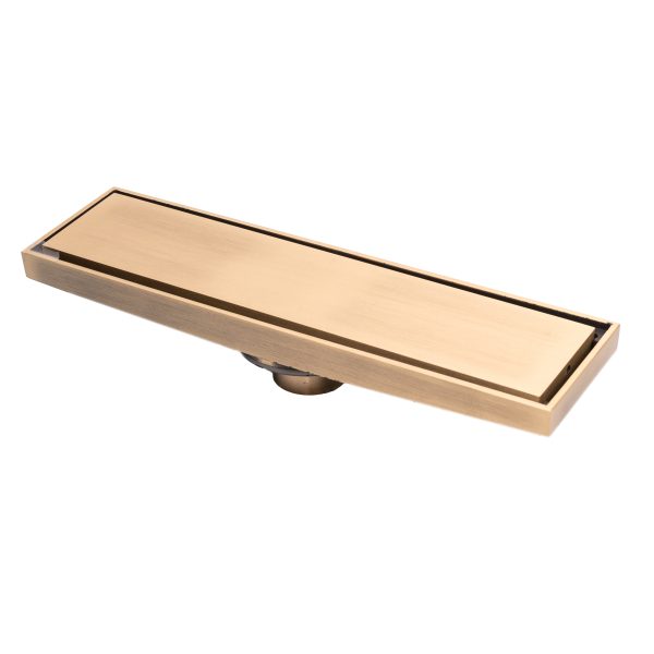 Sifon pardoseala TRENDY’S, bronz antichizat 30 X 8 cm, iesiere pe 40 mm antimiros, 8857, trendysanitary.ro