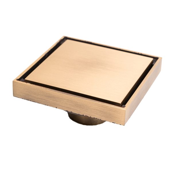Sifon pardoseala TRENDY’S, bronz antichizat 10X10 cm, iesiere pe 40 mm antimiros, 3367, trendysanitary.ro