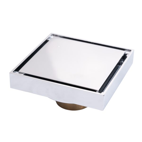 Sifon pardoseala TRENDY’S, croMat lucios  10X10 cm, iesiere pe 40 mm antimiros, 8372, trendysanitary.ro