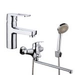 Set baterie lavoar pipa fixa + baterie cada pipa lunga mobila TRENDY S, 7992, trendysanitary.ro