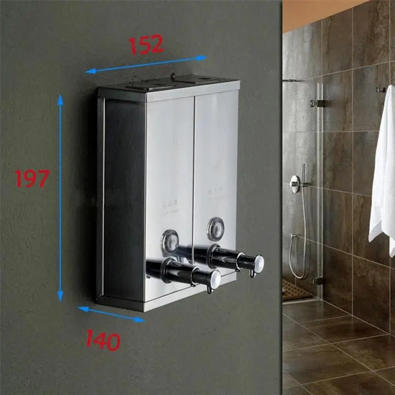 Dispenser detergent lichid dublu 1500ml rectangular inox satinat, 8787, trendysanitary.ro