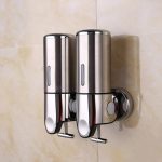 Dispenser dublu sapun lichid/gel dus  Silver recipient 500ml, 1619, trendysanitary.ro