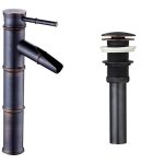 Set baterie lavoar montare blat cu ventil evacuare lavoar fara preaplin negru antichizat  TRENDY S, 5654, trendysanitary.ro