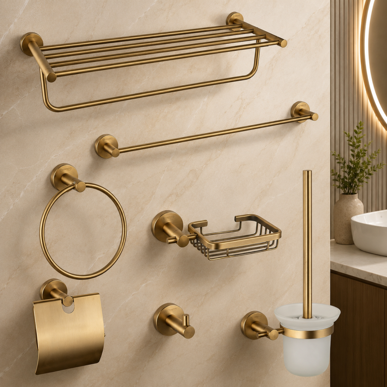 Set sapte piese accesorii baie, TRENDY’S, bronz antichizat, 263, trendysanitary.ro