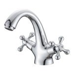 Baterie Lavoar TRENDY’S– Montaj pe Chiuvetă, Crom Lucios, Cartușe Ceramice, 874, trendysanitary.ro