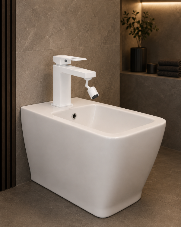 Baterie bideu TRENDY’S, design rectangular, alb, 8786, trendysanitary.ro