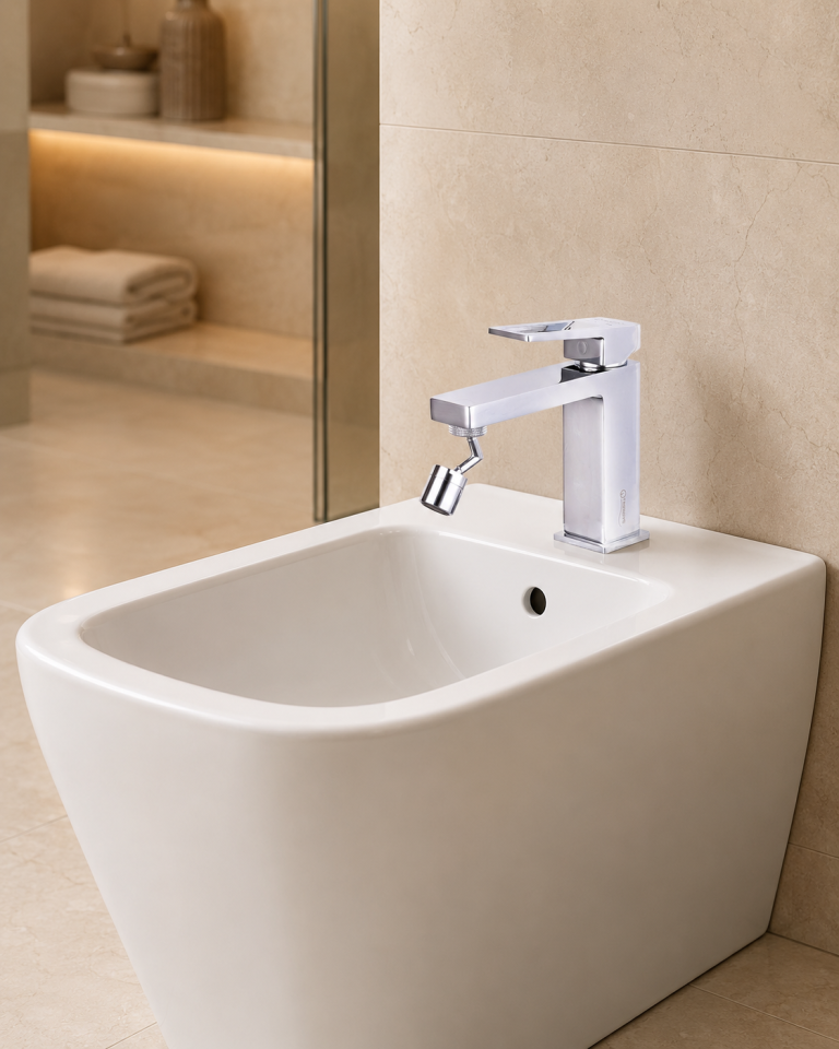 Baterie bideu TRENDY’S, design rectangular, crom lucios, 9545, trendysanitary.ro