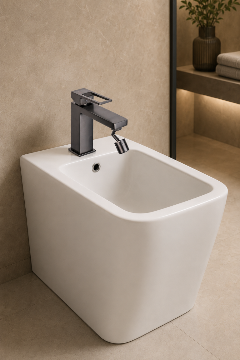Baterie bideu TRENDY’S, design rectangular, gri, 6966, trendysanitary.ro