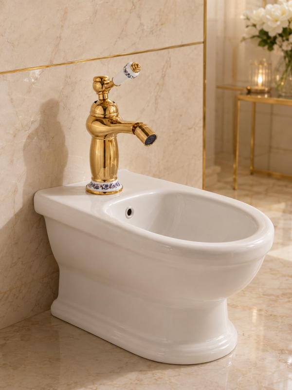 Baterie bideu TRENDY’S, gold, cu broderie ceramică, 4404, trendysanitary.ro