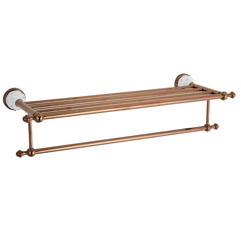 Etajere baie, Etajera depozitare prosoape TRENDY’S, montare pe perete  alb-roz, trendysanitary.ro