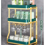Organizator bucatarie, TRENDY’S, cu trei nivele 36X25X36 CM, verde-gold, 2053, trendysanitary.ro