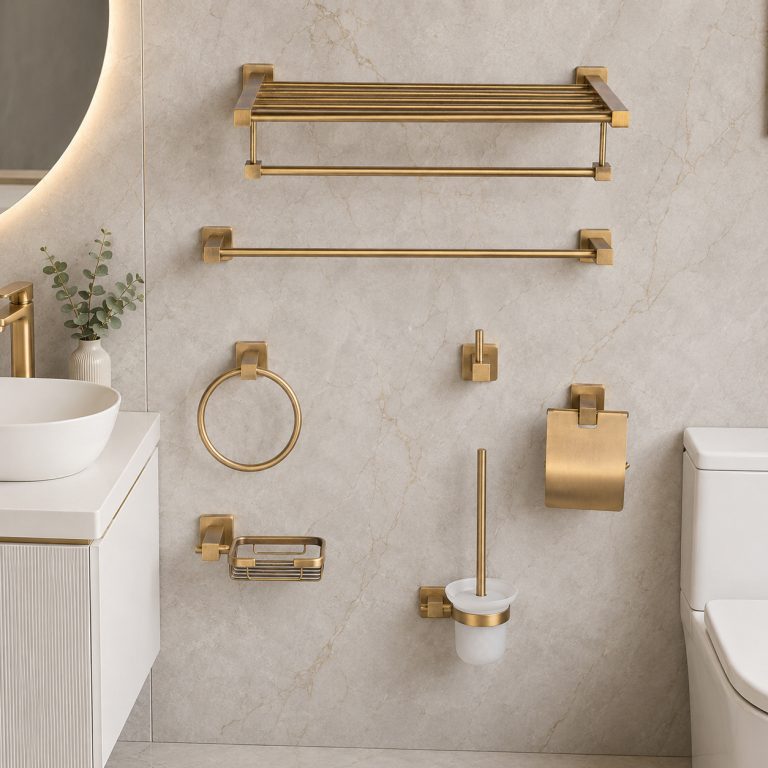 Set accesorii baie TRENDY’S cu sapte piese bronz antichizat, 8298, trendysanitary.ro
