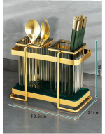 Suport tacamuri, cu doua recipiente, gold 10.5X21X16 CM, 4306, trendysanitary.ro
