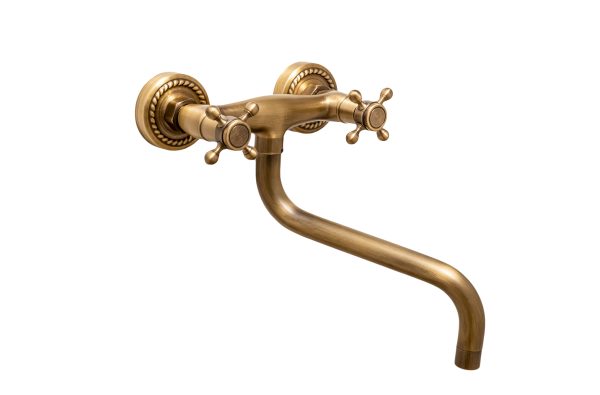 Baterie bucătărie prindere perete – Pipă lungă, mobilă, bronz antichizat, 5970, trendysanitary.ro