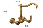 Baterie bucătărie lebădă TRENDY’S – Prindere pe perete, bronz antichizat, 3282, trendysanitary.ro