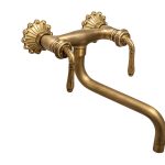 Baterie bucatarie prindere perete pipa lunga mobila model cu broderie bronz antichizat, 1726, trendysanitary.ro