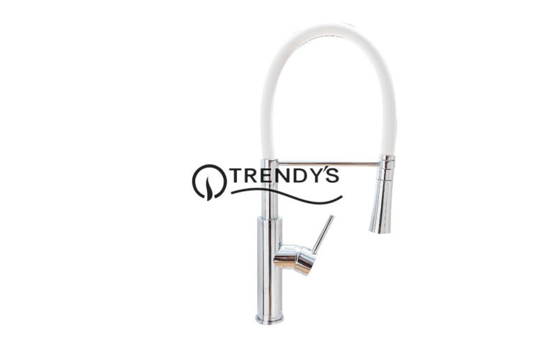 Baterie bucatarie lebada pipa flexibila white crom, 4311, trendysanitary.ro