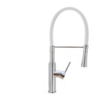 Baterie bucatarie lebada pipa flexibila white crom, 7009, trendysanitary.ro