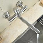 Baterie bucatarie prindere perete pipa lunga mobila inox satinat, 3027, trendysanitary.ro