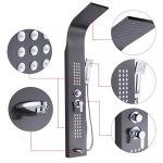 Panou dus hidromasaj inox 4 functii negru satinat TRENDY’S, 6952, trendysanitary.ro