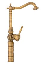 Baterie bucătărie lebădă TRENDY’S – Model cu broderie, bronz antichizat, 2742, trendysanitary.ro