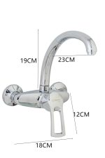 Baterie bucătărie TRENDY’S, montare pe perete, pipă tip lebădă, finisaj crom lucios, 1240, trendysanitary.ro