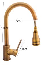 Baterie bucatarie lebada,para dus extractabila,bronz antichizat, 3144, trendysanitary.ro