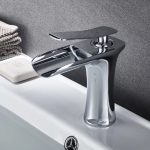 Baterie lavoar , montare chiuveta baie , tip cascada , crom lucios, 9898, trendysanitary.ro