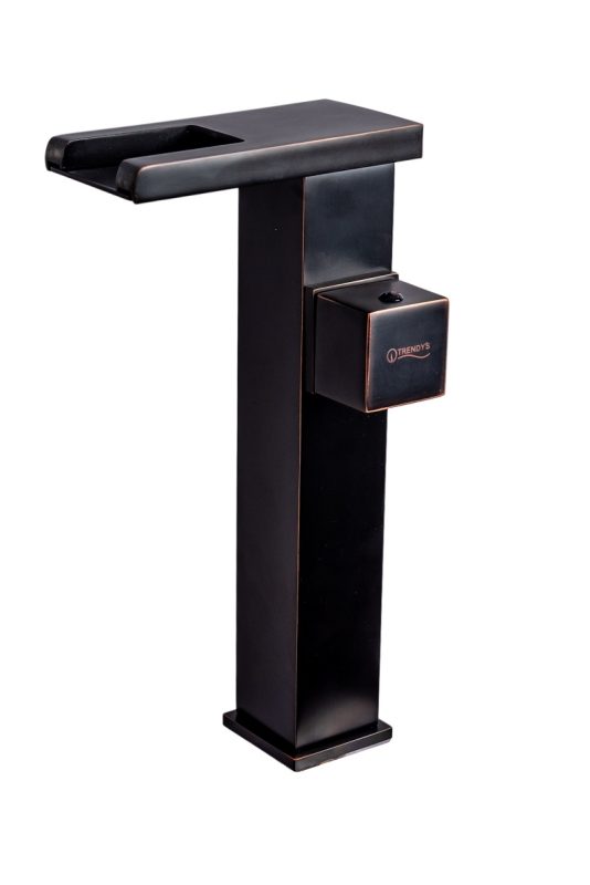 Baterii chiuveta baie, Baterie lavoar, montare pe blat , tip cascada , cu led,negru antichizat TRENDY S, trendysanitary.ro