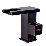 Baterie lavoar , montare chiuveta baie , tip cascada , cu led,negru antichizat, 3243, trendysanitary.ro