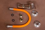 Baterie bucatarie,prindere pe perete,pipa flexibila portocalie , 4974, trendysanitary.ro