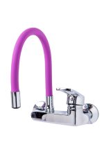 Baterie bucatarie,tip lebada,prindere pe perete,pipa flexibila mov, 8481, trendysanitary.ro