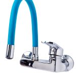Baterie bucatarie,tip lebada, prindere pe perete, pipa flexibila blue, 5384, trendysanitary.ro