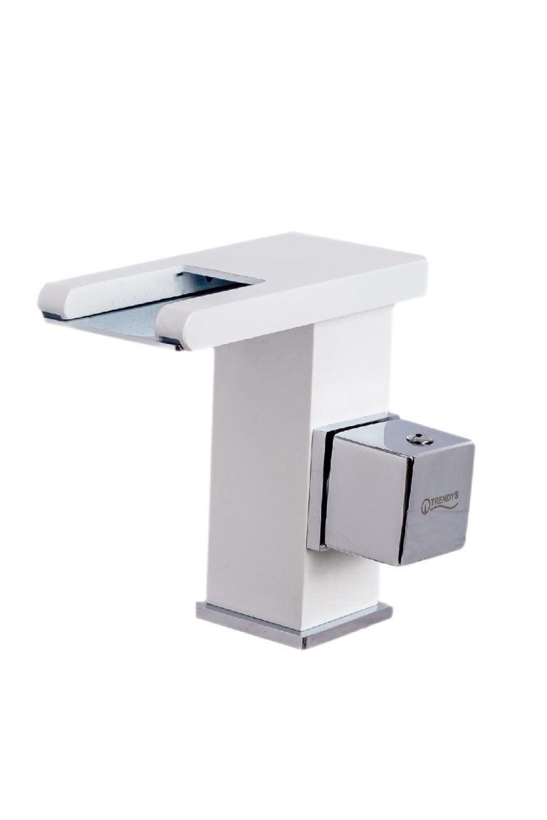 Baterii chiuveta baie, Baterie lavoar , montare chiuveta baie , tip cascada , cu led,white-crom, trendysanitary.ro
