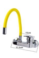 Baterie bucatarie,tip lebada,prindere pe perete, pipa flexibila galbena, 3219, trendysanitary.ro