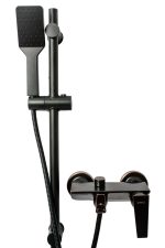 Baterie cada prindere perete, cu set de dus cu bara , negru antichizat, 8515, trendysanitary.ro