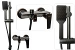 Baterie cada prindere perete, cu set de dus cu bara , negru antichizat, 7402, trendysanitary.ro