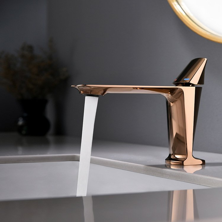 Baterii chiuveta baie, Baterie lavoar, TRENDY S,montare chiuveta baie, rose-gold, trendysanitary.ro