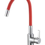 Baterie bucatarie  tip lebada,pipa flexibila rosie, 2488, trendysanitary.ro