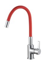 Baterie bucatarie  tip lebada,pipa flexibila rosie, 9213, trendysanitary.ro
