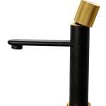 Baterie lavoar, TRENDY S, design ciclindric,negru-gold, 8933, trendysanitary.ro