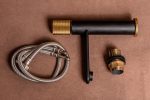 Baterie lavoar, TRENDY S, design ciclindric,negru-gold, 1345, trendysanitary.ro