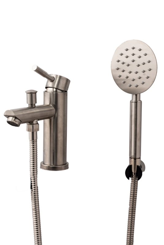 Baterii chiuveta baie, Baterie lavoar cu dus TRENDY’S, inox satinat, trendysanitary.ro