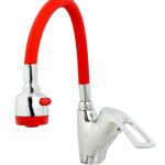 Baterie bucatarie pipa flexibila rosie, perlator doua functii, 5531, trendysanitary.ro