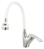Baterie bucatarie pipa flexibila alba,perlator doua functii, 9944, trendysanitary.ro