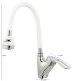 Baterie bucatarie pipa flexibila alba,perlator doua functii, 6337, trendysanitary.ro