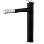 Baterie lavoar TRENDY S , design cilindric , montare pe  blat ,black-chrom, 3852, trendysanitary.ro