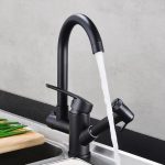 Baterie bucatarie pipa lebada si dus extractabil negru mat, 80, trendysanitary.ro