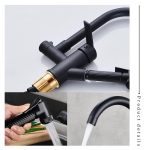 Baterie bucatarie pipa lebada si dus extractabil negru mat, 7306, trendysanitary.ro